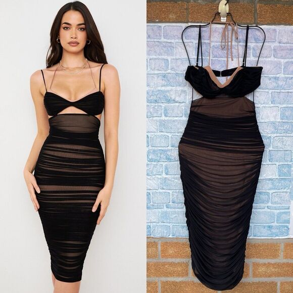 House of CB Tibi Black Cutout Ruched Midi
Dress large - Picture 1 of 12